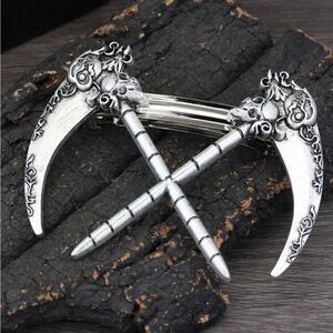 Goth Reaper Scythe Hair Clip Accessory, Unique, Silver, New